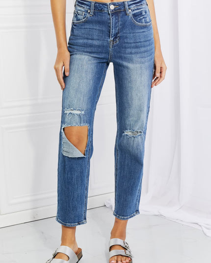 RISEN Full Size Emily High Rise Relaxed Jeans Dark