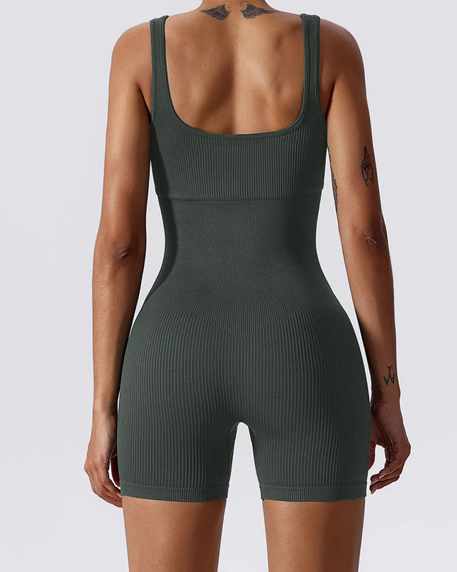 Basic Bae Ribbed Sleeveless Active Romper