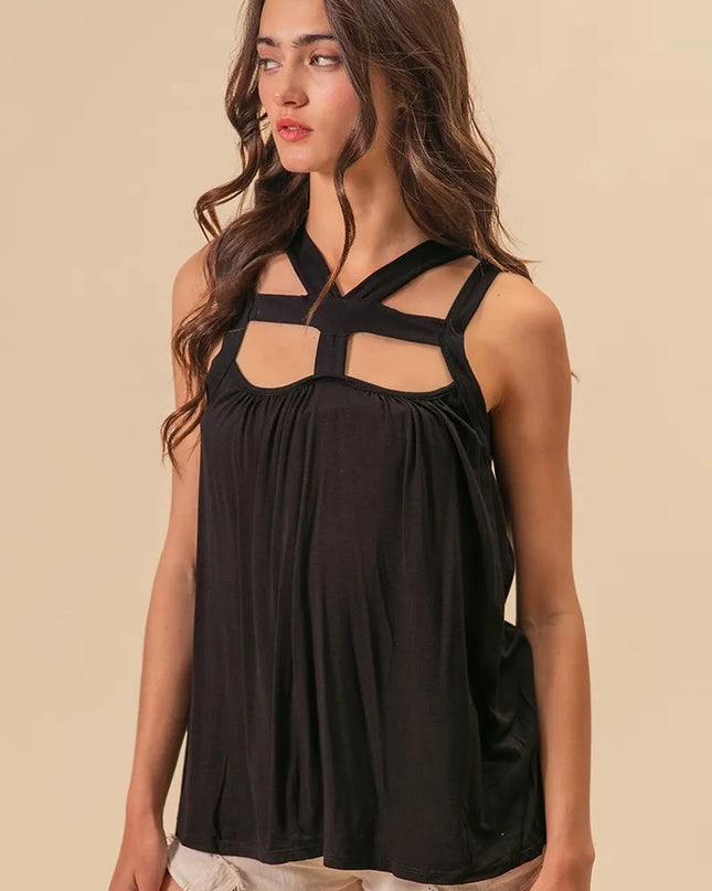 BiBi Rayon Span Jersey Cut Out with Straps Detailed 