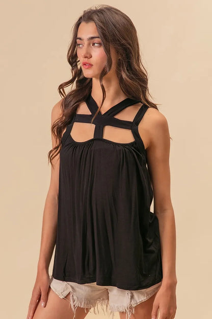 BiBi Rayon Span Jersey Cut Out with Straps Detailed 