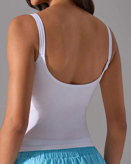 Scoop Neck Active Tank with Detachable Chest Pads