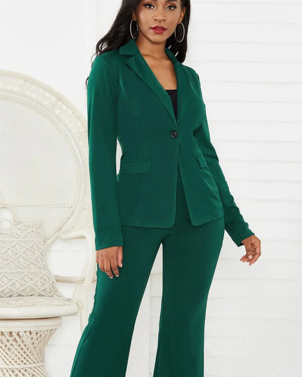 Lapel Collar Long Sleeve Blazer and Pants Set