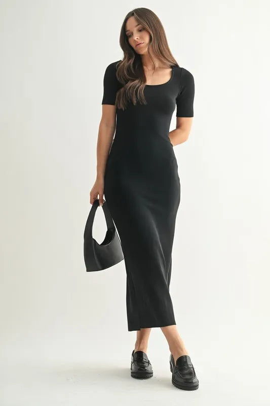 MONO B Laguna Soft Drape Maxi Dress BLACK