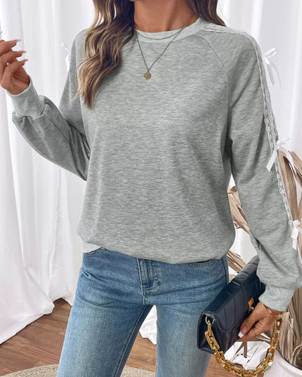 Lace Detail Round Neck Sweatshirt