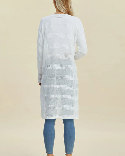 Double Take Full Size Open Front Longline Cardigan 