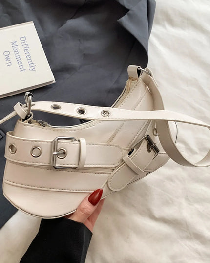PU Leather Buckle Shoulder Bag 