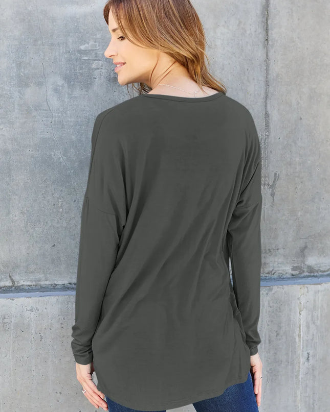 Basic Bae Full Size Round Neck Dropped Shoulder T-Shirt