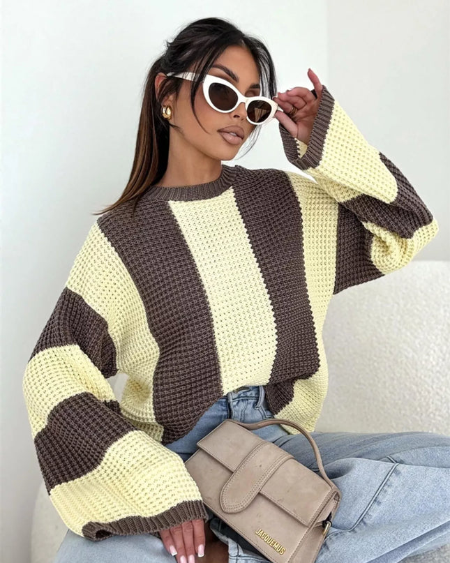 Color Block Long Sleeve Sweater