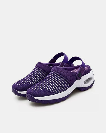 Mesh Round Toe Wedge Sandals 