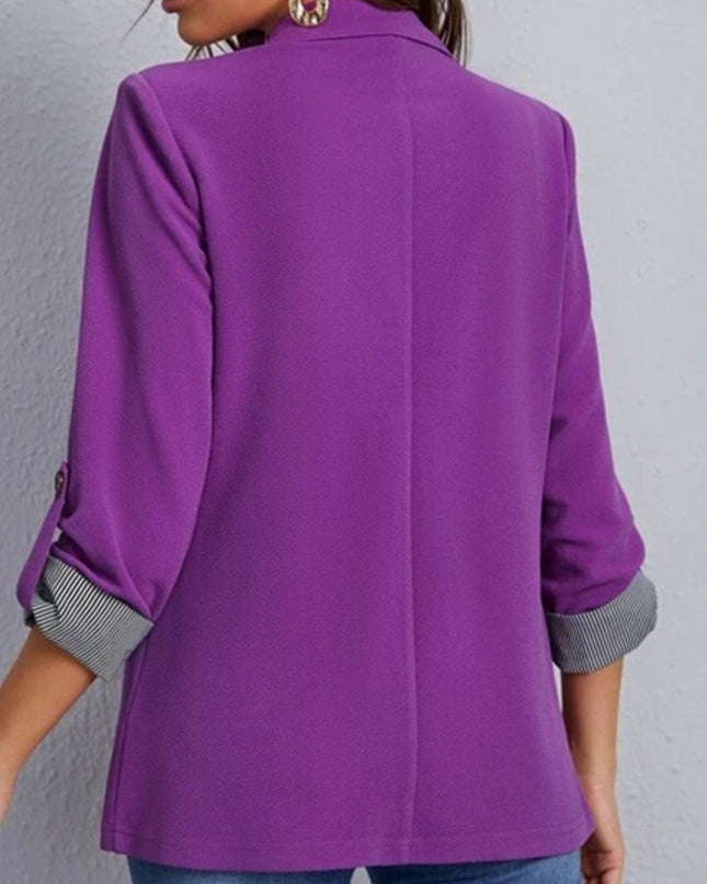 Lapel Collar Roll-Tab Sleeve Blazer