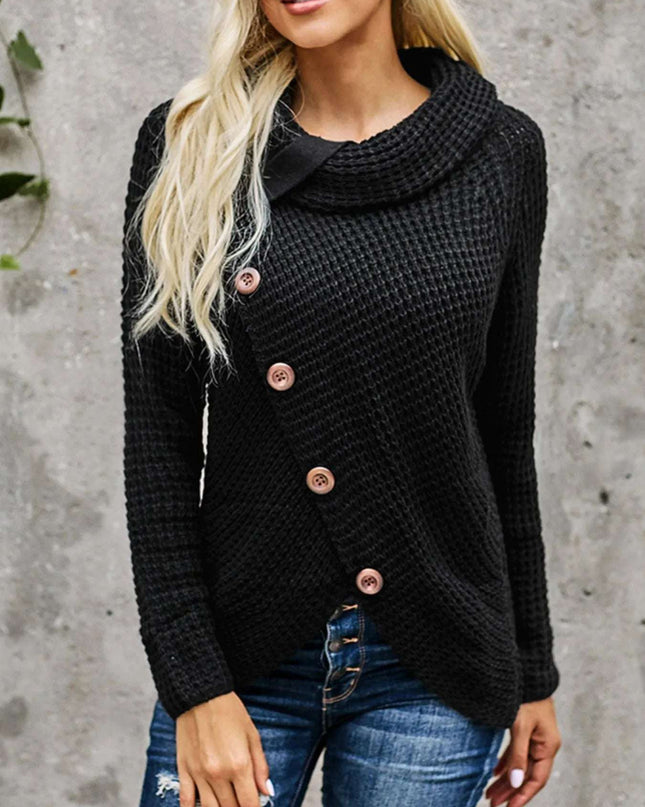 Full Size Texture Turtleneck Long Sleeve Sweater Plus Size Black