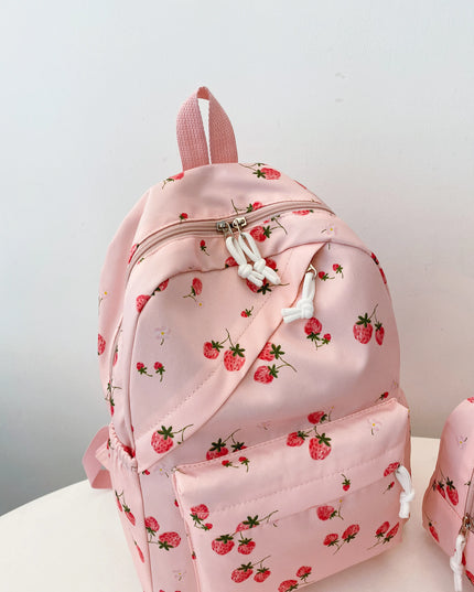 3-Piece Strawberry Print Canvas Bag Set 