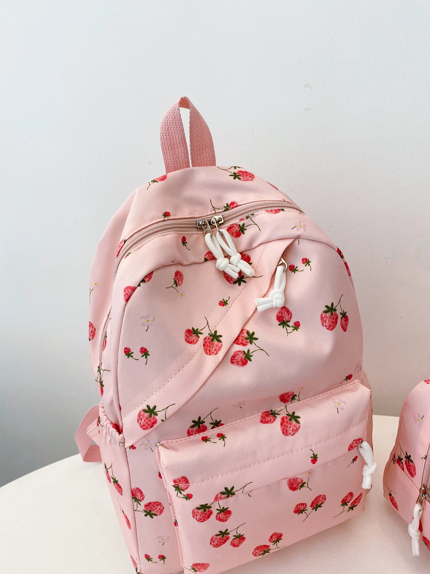 3-Piece Strawberry Print Canvas Bag Set