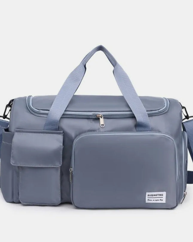 Oxford Cloth Detachable Strap Travel Bag Dusty Blue One Size