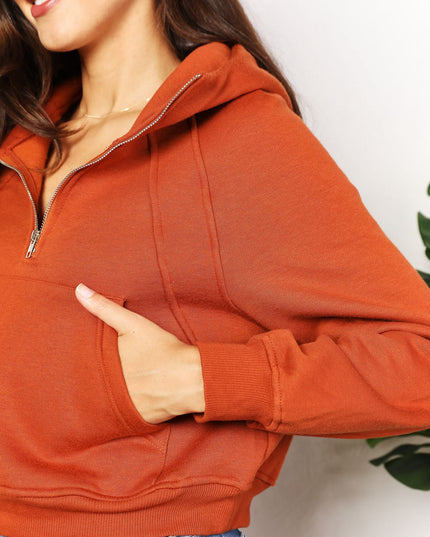 Double Take Half-Zip Long Sleeve Hoodie