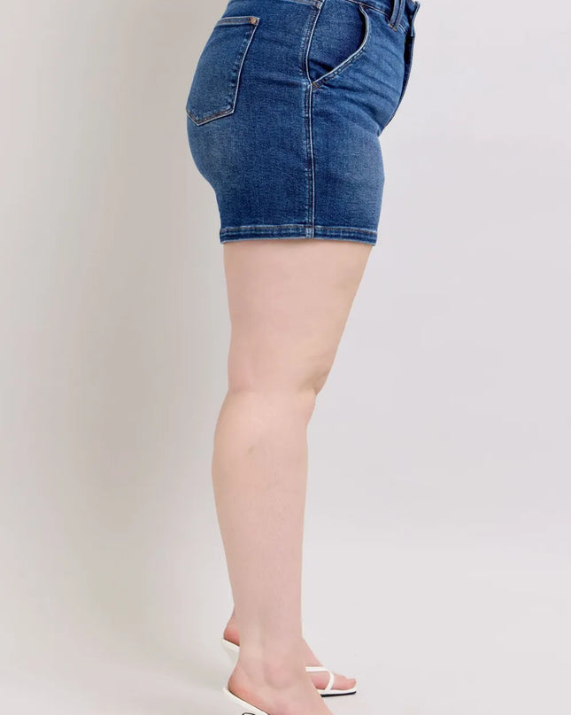 Judy Blue Full Size Double Button Waistband Denim Shorts Plus Size