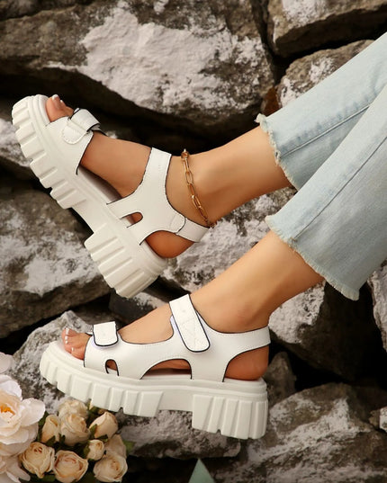 Platform Chunky Velcro Strap Sandals 