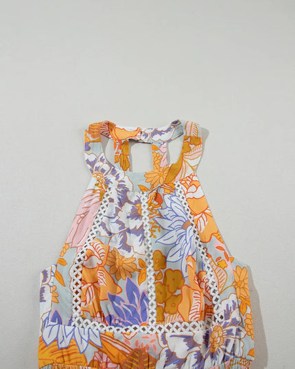 Tied Printed Grecian Sleeveless Maxi Dress