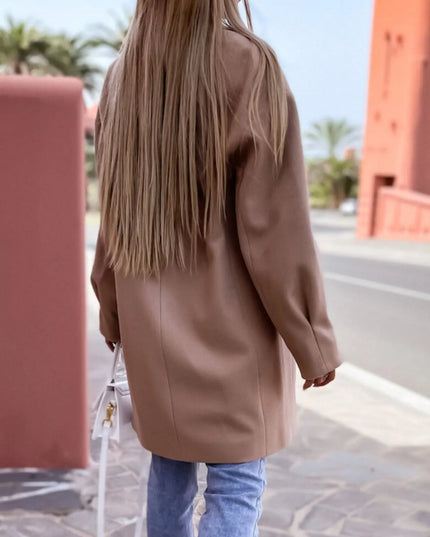 Full Size Double-Breasted Wool Coat Plus Size