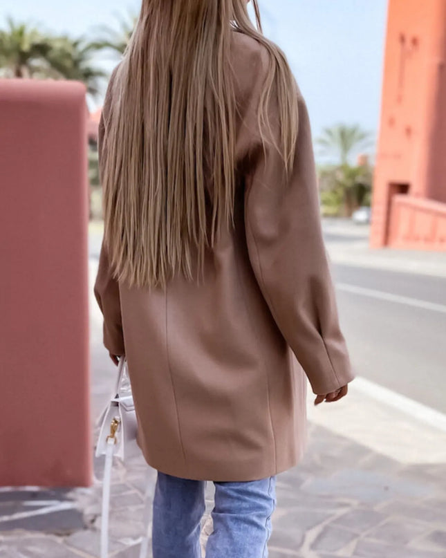 Full Size Double-Breasted Wool Coat Plus Size