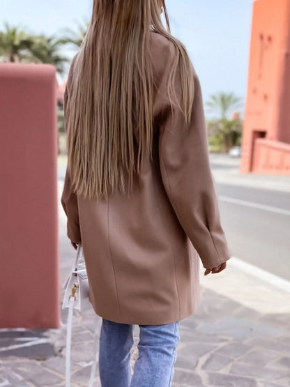 Full Size Double-Breasted Wool Coat Plus Size