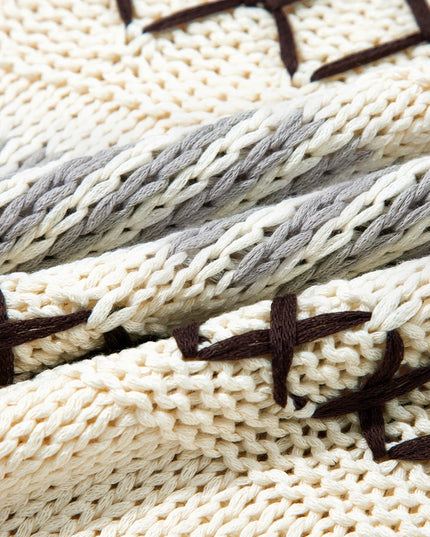 Contrast Stitch Detail V Neck Drop Shoulder Sweater