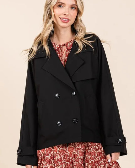 Mittoshop Double Breasted Long Sleeve Trench Coat Jacket