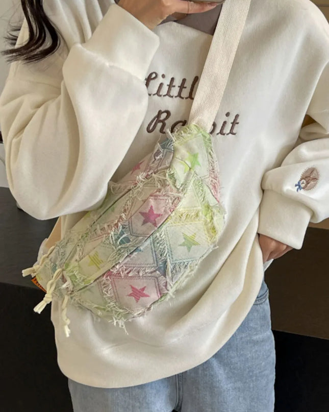 Raw Edge Tie-Dye Crossbody Bag