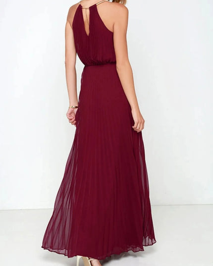 Pleated Sleeveless Maxi Tank Dress