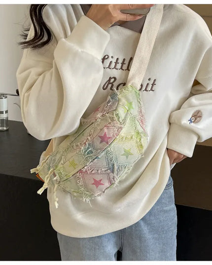 Raw Edge Tie-Dye Crossbody Bag Star One Size