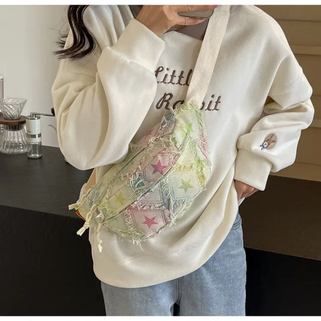 Raw Edge Tie-Dye Crossbody Bag Star One Size