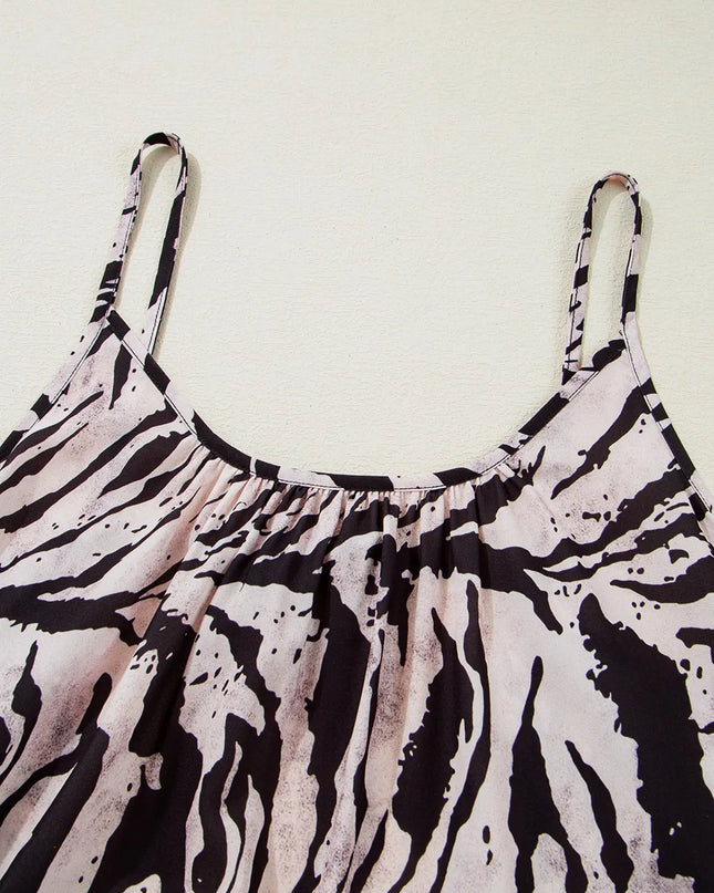 Abstract Print Tie Back Maxi Cami Dress