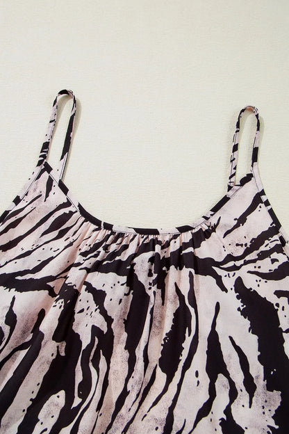 Abstract Print Tie Back Maxi Cami Dress