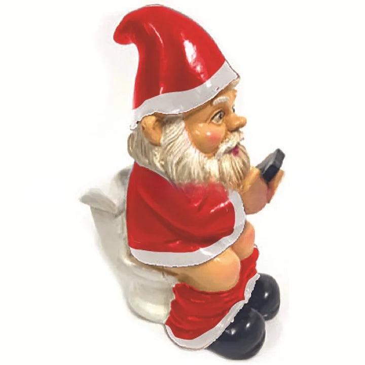 Garden Elf Gnome Using Toilet Playing With Phone Garden Courtyard Ornament Resin Craft Gnome Decoration Red Dwarves Go To The Toilet And Play With Their Mobile Phones.