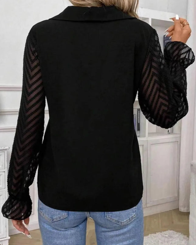 V-Neck Flounce Sleeve Blouse 