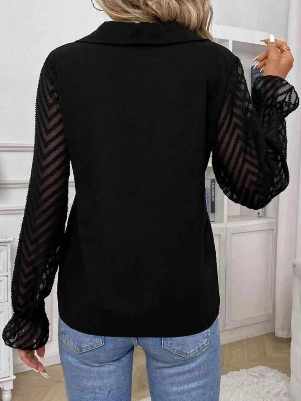 V-Neck Flounce Sleeve Blouse 