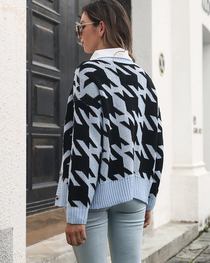 Houndstooth Button Down Cardigan