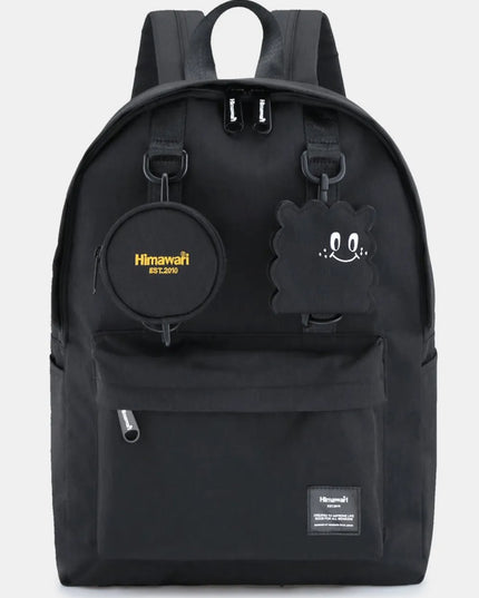Himawari Waterproof Canvas Backpack Bag with Removable Coin Purse Black One Size