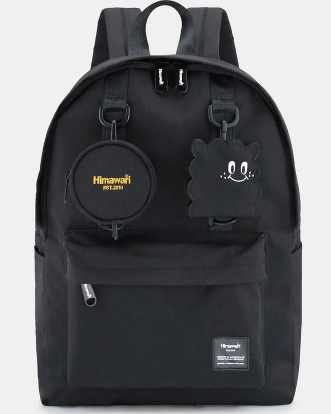 Himawari Waterproof Canvas Backpack Bag with Removable Coin Purse Black One Size