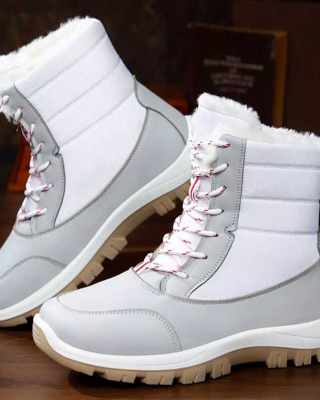Winter Waterproof Snow Boots with Warm Fur Lining White