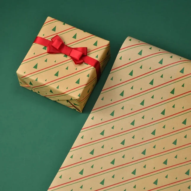 Christmas Gift Wrapping Paper Thickened Christmas Cowhide Wrapping Paper Christmas Tree Elk Gift Box Wrapping Paper Small Triangle|Small Briefs * 50*70Cm-50 * 70Cm