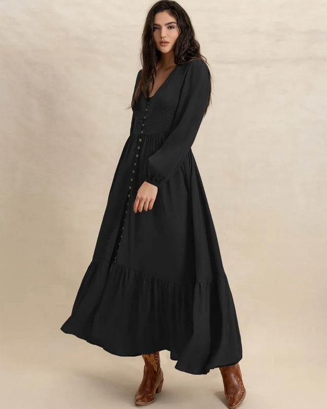 V-Neck Long Sleeve Dress 