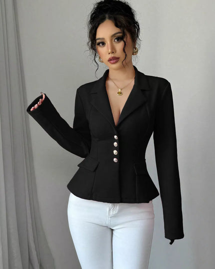 Fitted Button-Front Blazer