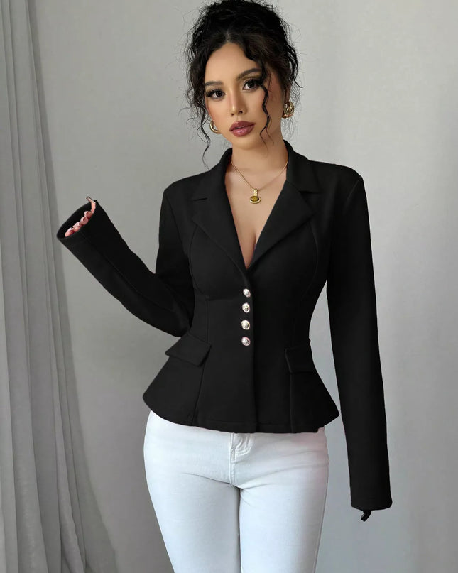 Fitted Button-Front Blazer