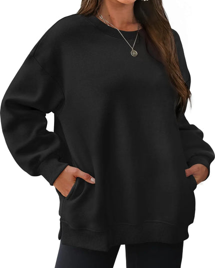 Oversized Long Sleeve Crewneck Sweatshirt Black