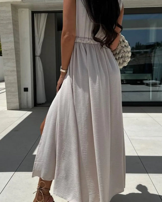 Surplice Sleeveless Slit Maxi Dress