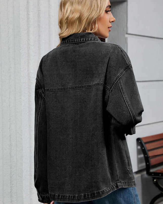 Washed Oversized Button Down Denim Jacket