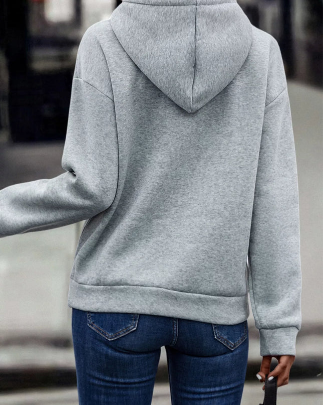 Fringe Detail Long Sleeve Drawstring Hoodie