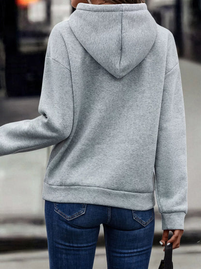 Fringe Detail Long Sleeve Drawstring Hoodie