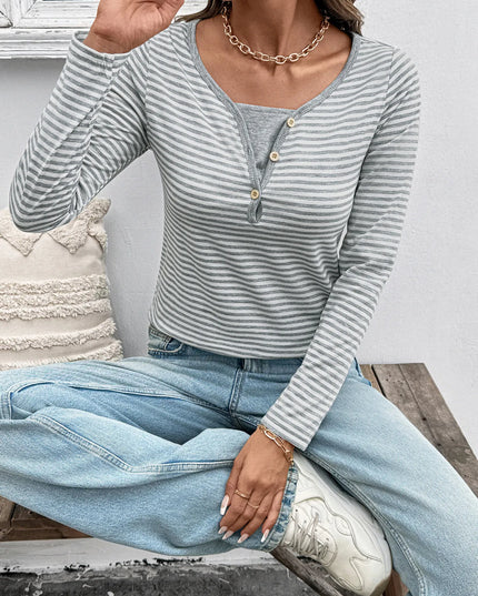Striped Long Sleeve Casual T-Shirt